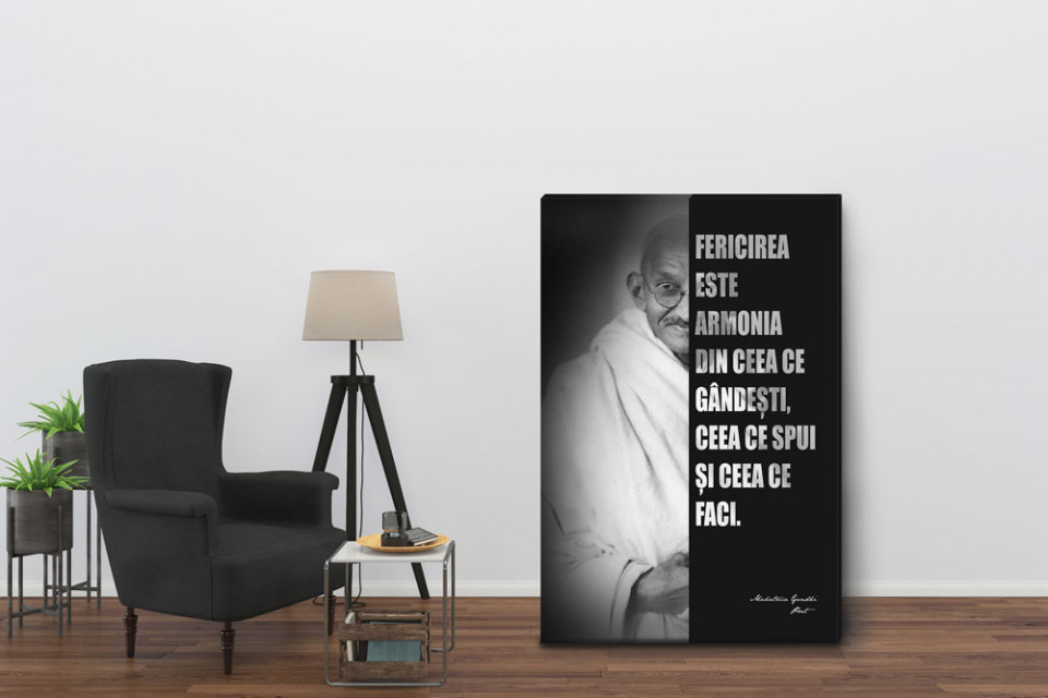 tablou portret cu citat Dalai Lama