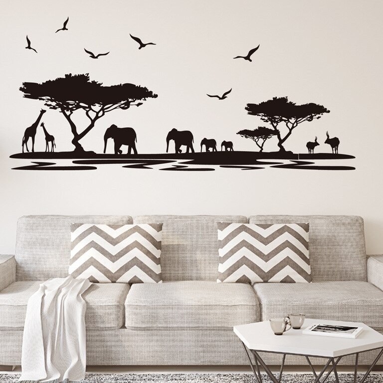 wall decals animale exotice din tarile calde africa culoare autocolant negru